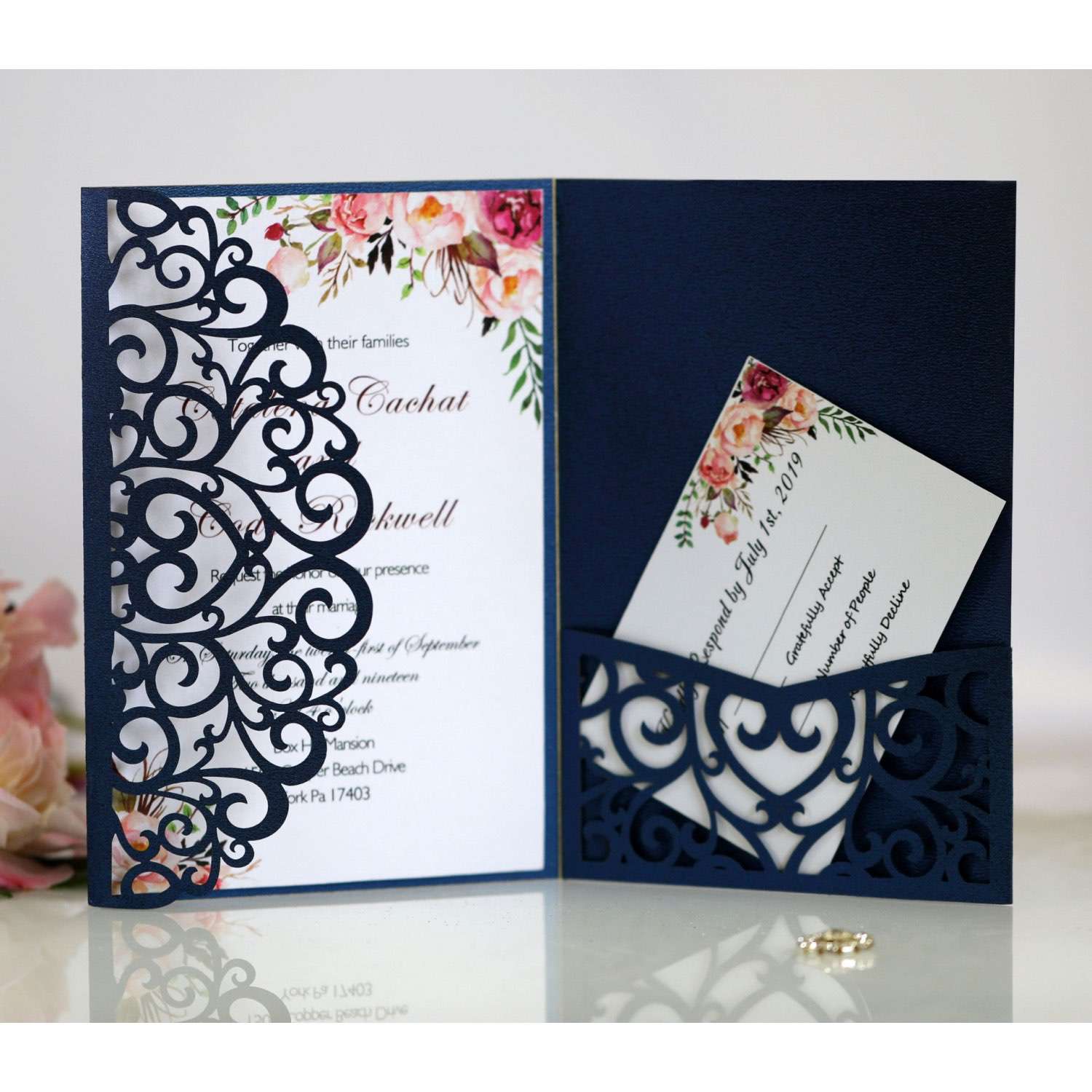 Invitation Card Laser Cut Iridescent Paper Wedding Invitation Personalized Custom